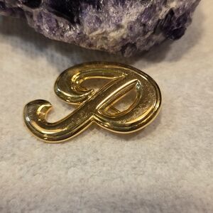 Letter P Initial Brooch